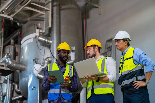 Equipo técnico de ElectroGuías realizando auditoría de mantenimiento en equipos industriales